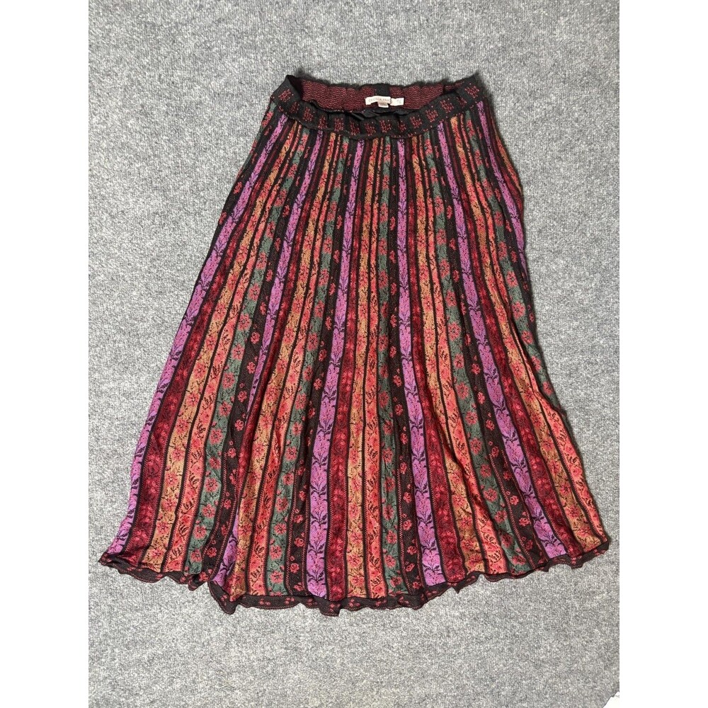 Cecilia Prado Skirt Womens PS Multicolor Pleated Knit Floral Midi Elastic
